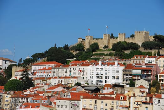 beautiful cityscape of Lisbon with Sao Jorge Castle, Portugal
