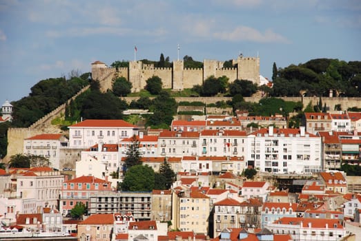 beautiful cityscape of Lisbon with Sao Jorge Castle, Portugal