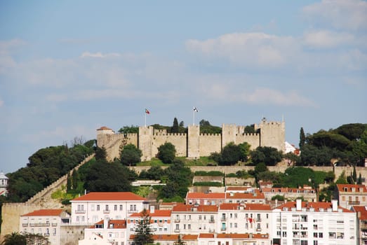 beautiful cityscape of Lisbon with Sao Jorge Castle, Portugal