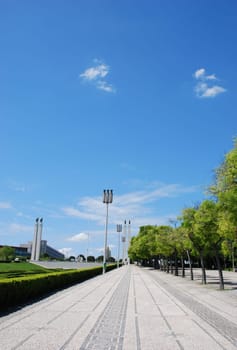 beautiful view of Eduardo VII park in Lisbon, Portugal