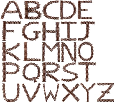 beautiful english alphabet (A to Z) with chocolate candies (isolated on white background)
