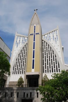 beautiful Nossa Senhora Auxiliadora church in Prazeres, Lisbon (Portugal)