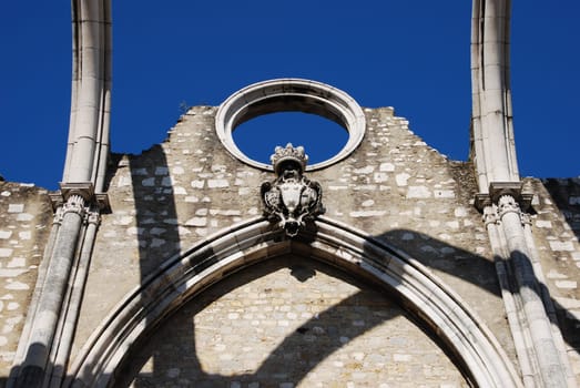 famous Carmo Church ruins after the earthquake in 1755 in Lisbon, Portugal