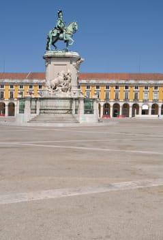 statue of King José I in the center of the famous Commerce Square also known as Terreiro do Paço in Lisbon, Portugal