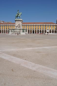 statue of King José I in the center of the famous Commerce Square also known as Terreiro do Paço in Lisbon, Portugal