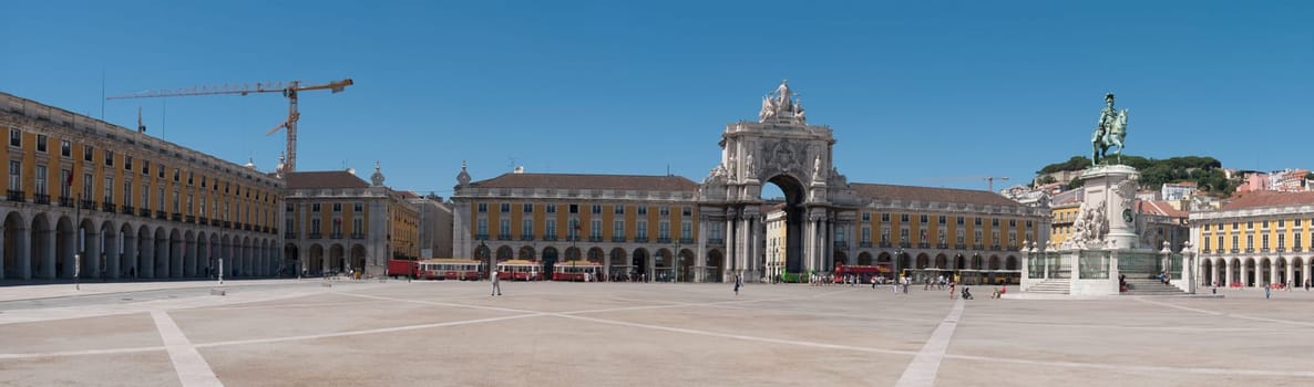 panoramic picture of Commerce Square also known as Terreiro do Paço in Lisbon, Portugal