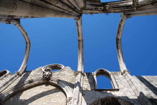 famous Carmo Church ruins after the earthquake in 1755 in Lisbon, Portugal