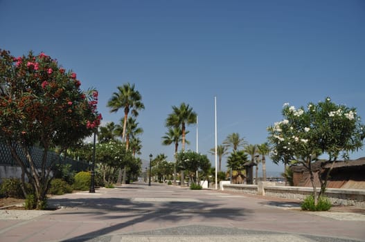 lovely sidewalk at Puerto Banus beach, Spain