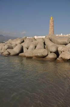 famous lighthouse in Puerto Banus (Marbella), Spain