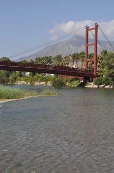 beautiful Puerto Banus bridge (reminding Golden Gate Bridge in San Francisco), Spain