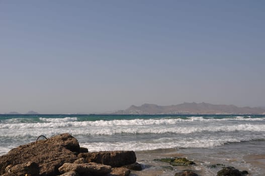 beautiful beach in Kos, Greece (Turkey on the background)