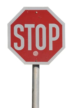 stop road sign isolated on white background