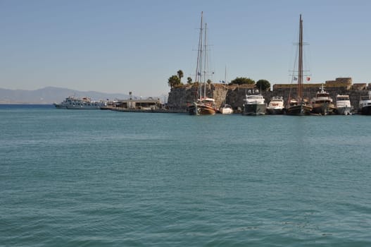 gorgeous seascape view at Kos harbour, Greece