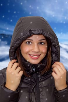 Young woman with winter jacket