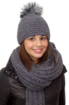Young woman in winter clothes