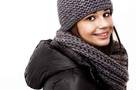 Young woman in winter clothes