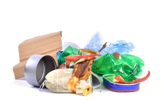 Mixed trash isolated on white background