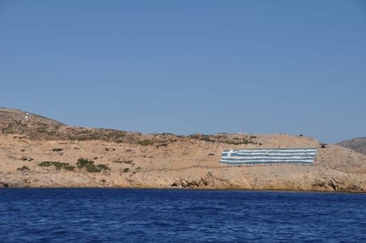 national flag on a greek island (defensive territory from Turkey invasions)