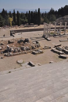 historical ruins of Asclepieion, ancient Hospital made by Hippocrates in Kos, Greece