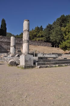 historical ruins of Asclepieion, ancient Hospital made by Hippocrates in Kos, Greece