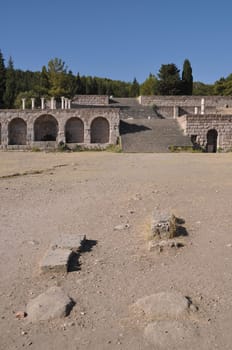 historical ruins of Asclepieion, ancient Hospital made by Hippocrates in Kos, Greece
