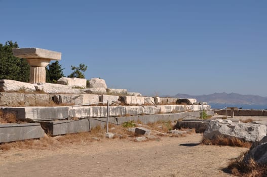 historical ruins of Asclepieion, ancient Hospital made by Hippocrates in Kos, Greece