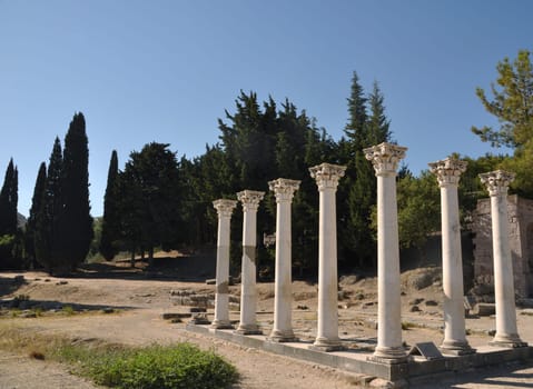 historical ruins of Asclepieion, ancient Hospital made by Hippocrates in Kos, Greece