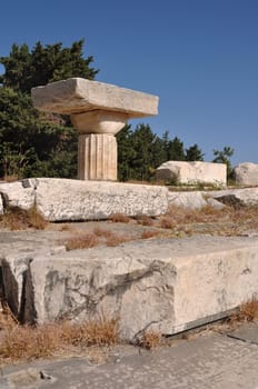 historical ruins of Asclepieion, ancient Hospital made by Hippocrates in Kos, Greece