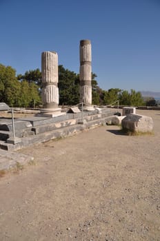 historical ruins of Asclepieion, ancient Hospital made by Hippocrates in Kos, Greece
