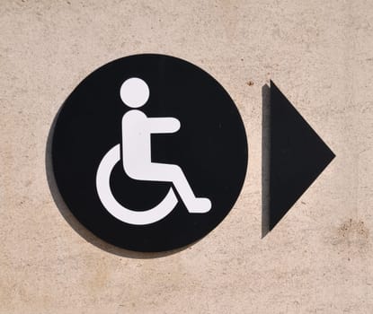 black and white handicap accessible sign at the hospital (marble background)