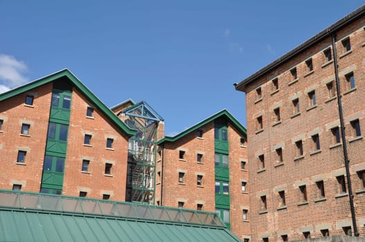 Gloucester docks with typical warehouse buildings, United Kingdom