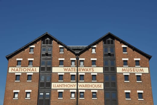 national waterways museum on a warehouse building in Gloucester docks, England