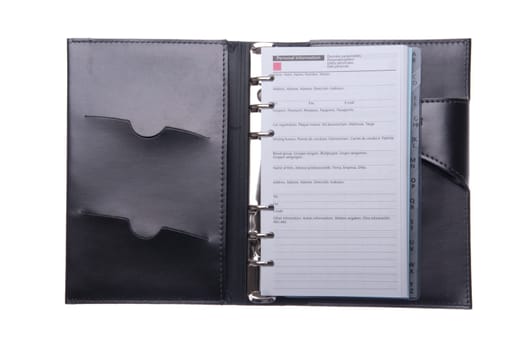 personal leather agenda isolated on white background