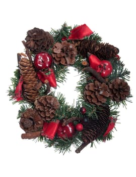 gorgeous Christmas wreath decoration isolated on white background
