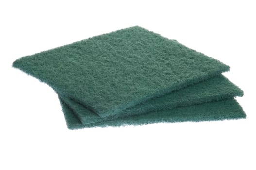 green kitchen sponges cloth isolated on white background