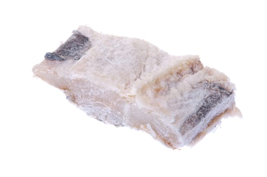 salted raw cod fish isolated on white background