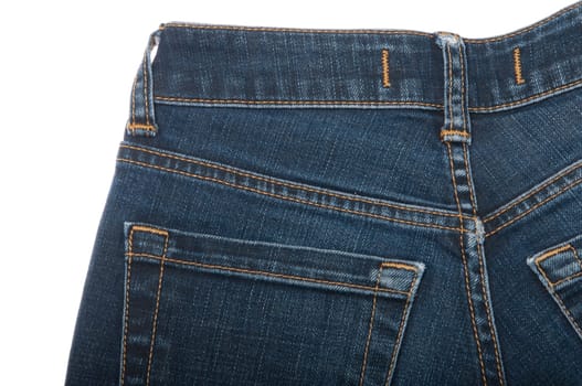 blue jeans trousers isolated on the white background
