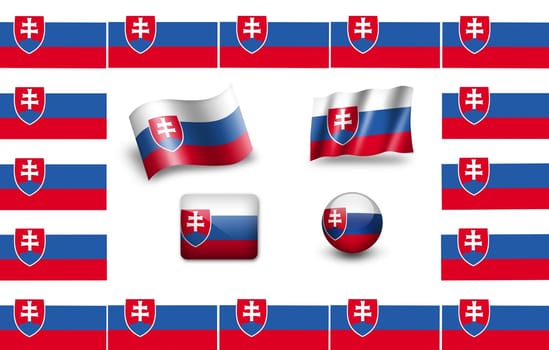 Flag of Slovakia. icon set. flags frame.