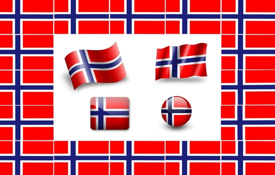 Flag Of Norway.  icon set. flags frame.