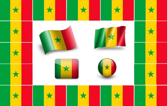 Flag of Senegal. icon set. flags fram