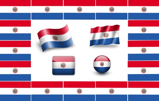 Paraguay flag icon set
