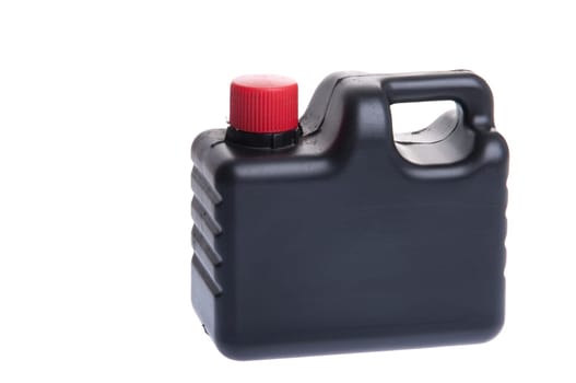 black engine oil bottle isolated on white background