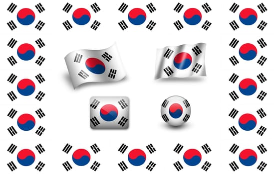 south korea flag icon set