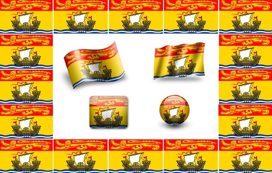 Flag of New Brunswick (Canada). icon set. flags frame.
