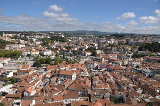 beautiful cityscape view of Leiria, Portugal (blue sky)