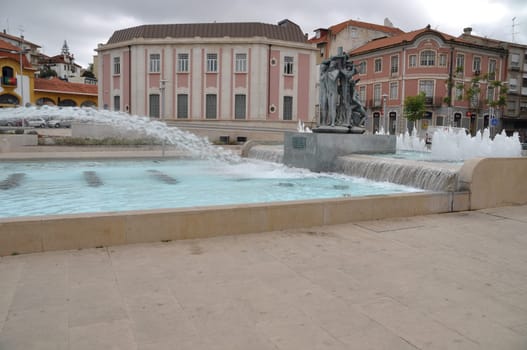 gorgeous luminous fountain in Leiria city, Portugal
