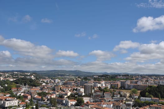 beautiful cityscape view of Leiria, Portugal (blue sky)