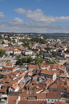 beautiful cityscape view of Leiria, Portugal (blue sky)