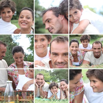 Collage of a family picnic