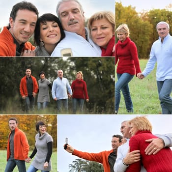 Family having a walk in the countryside